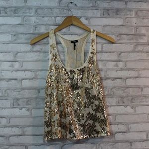 Sheer Sequin Glitter GOLD Tank Top (small) Nollie